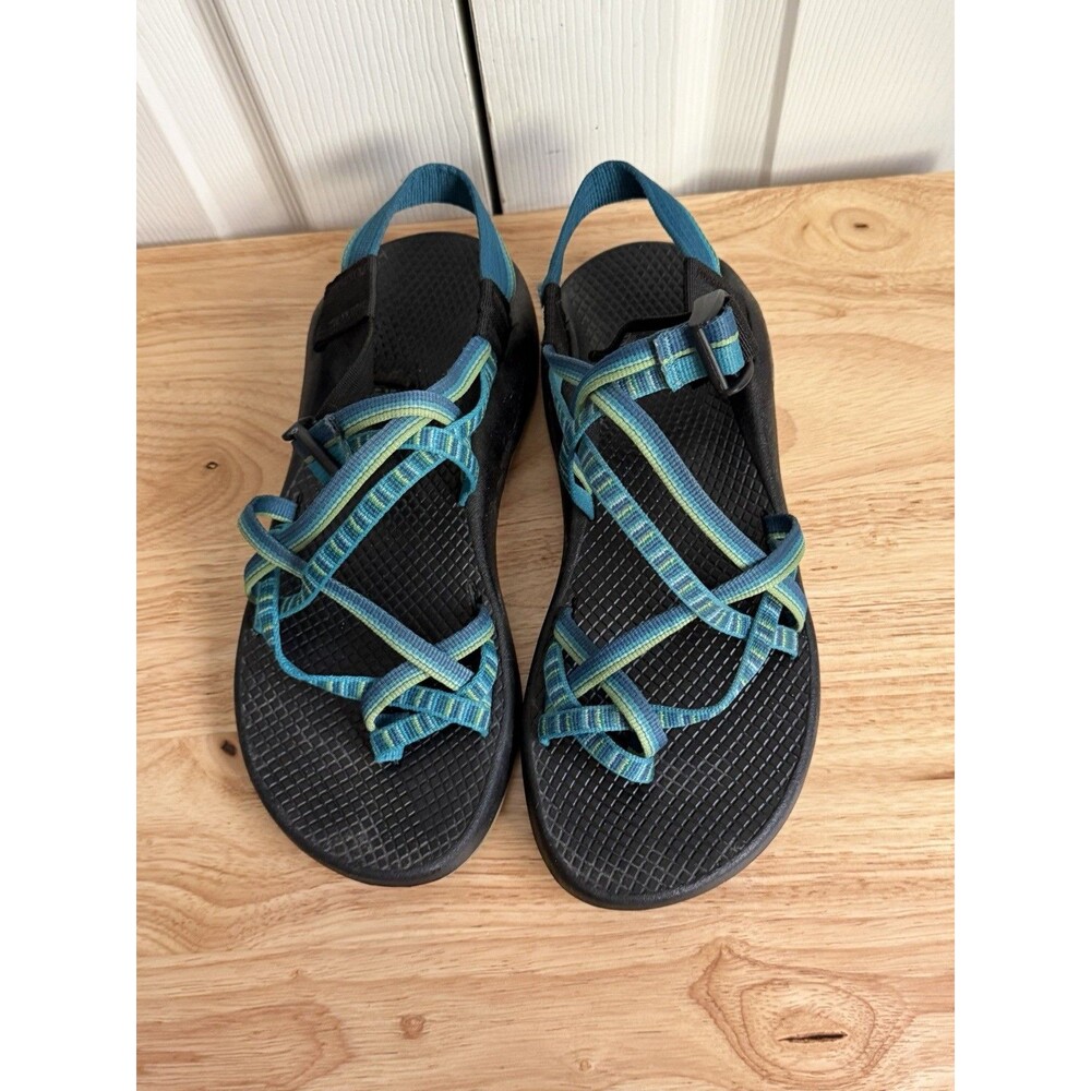 Chaco Size 8 ZX2 Yampa River Vibram Women’s Blue/Green Strappy Athletic Sandals